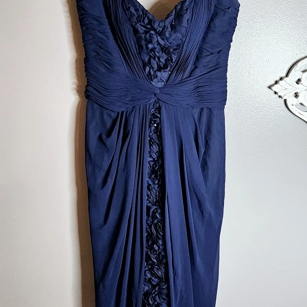 Mignon Blue Ruched Ruffled Cocktail Dress - Picture 1 of 10